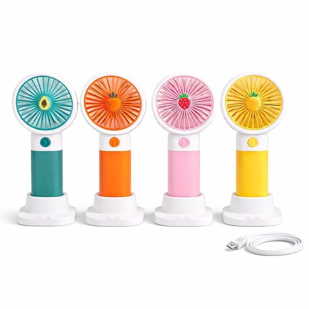 TYROCX Premium Pastel Mini Handheld Fan | USB Rechargeable Portable Personal Cooling Fan with Cute Daisy Design | 3-Speed Desktop & Travel Fan (Multicolor)