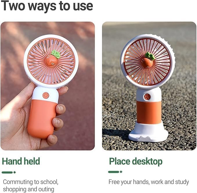 TYROCX Premium Pastel Mini Handheld Fan | USB Rechargeable Portable Personal Cooling Fan with Cute Daisy Design | 3-Speed Desktop & Travel Fan (Multicolor)