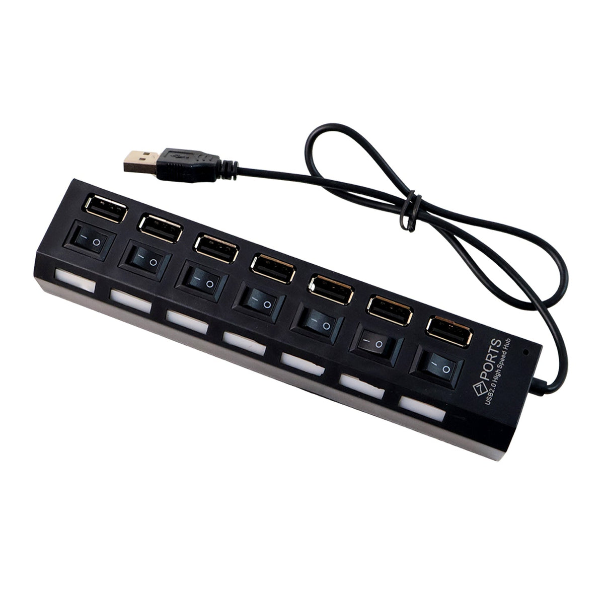 7 Port USB Hub with individual switches and LED indicators